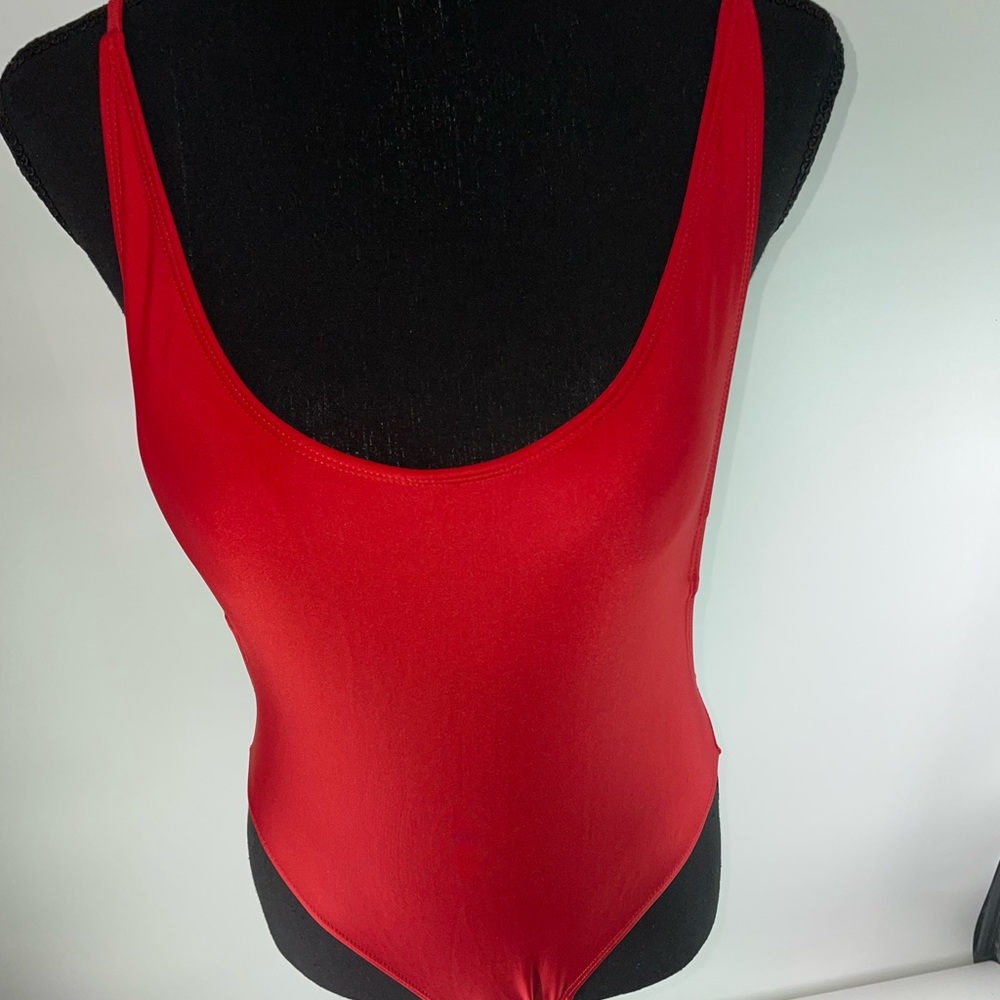 One piece red swimsuit